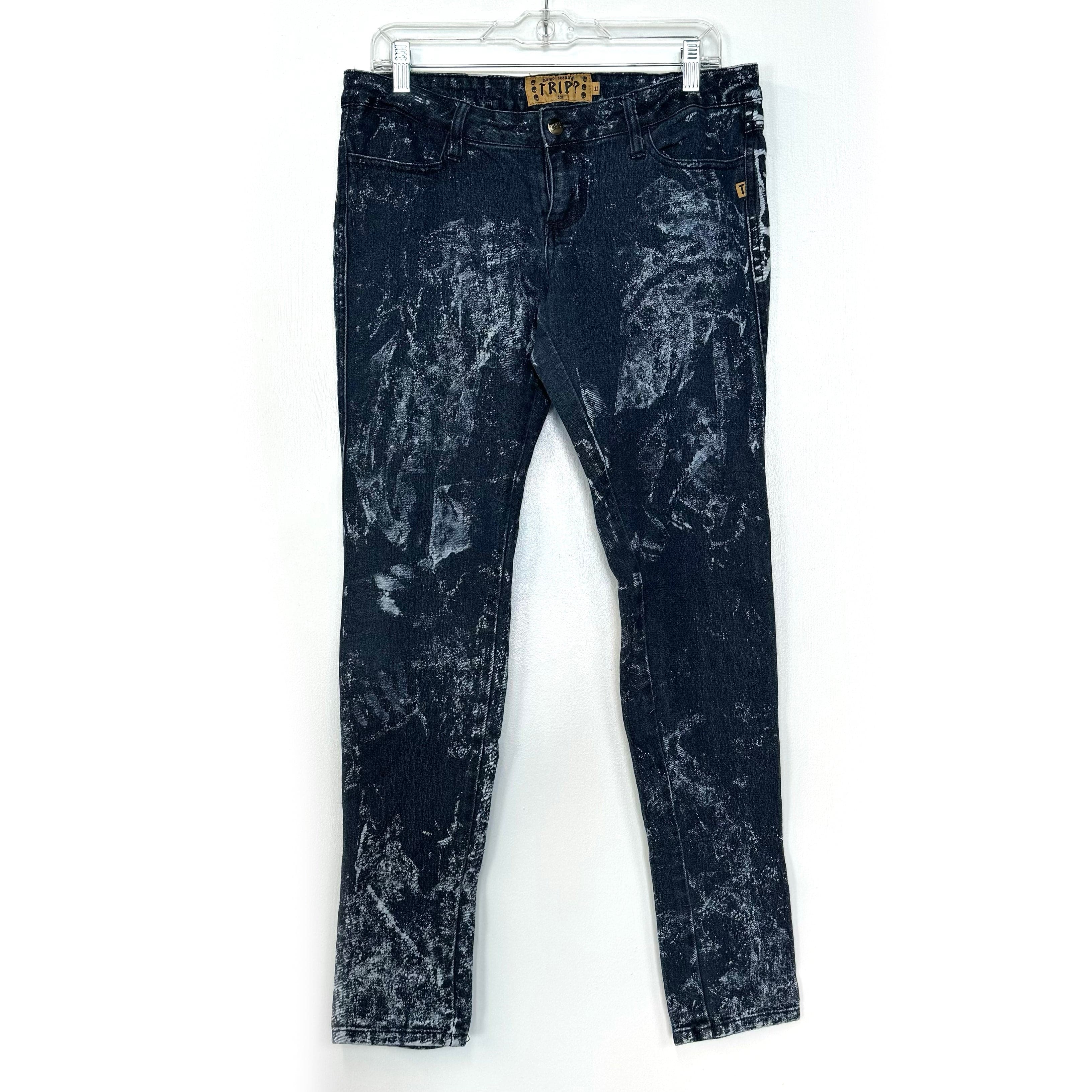 TRIPP NYC | Misses Acid-Washed Denim Skinny Jeans | Color: Blue