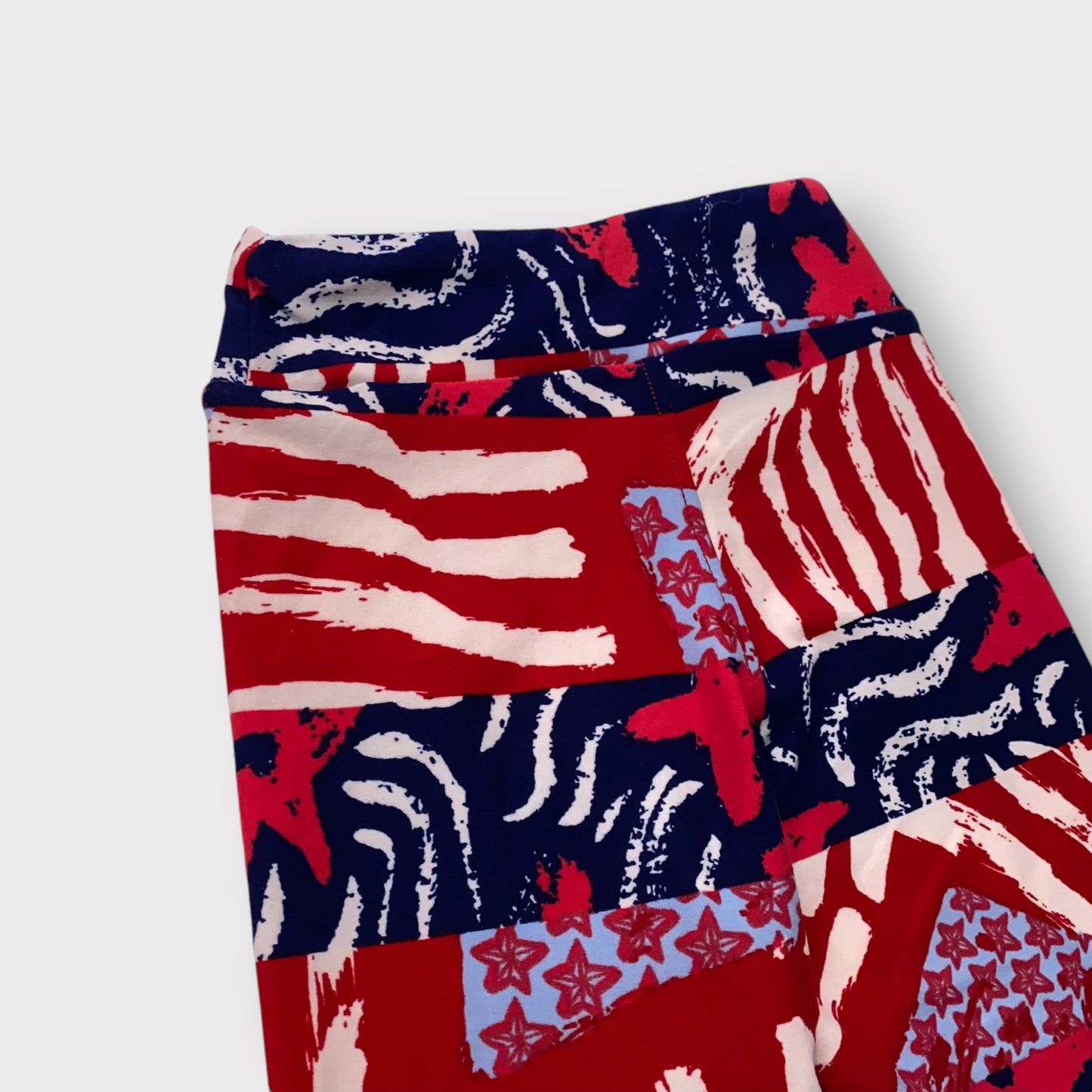 LuLaRoe Kids Stretch Leggings | S/M (2-8) | Red, White & Blue Abstract Print | Cozy Everyday Wear | NWOT