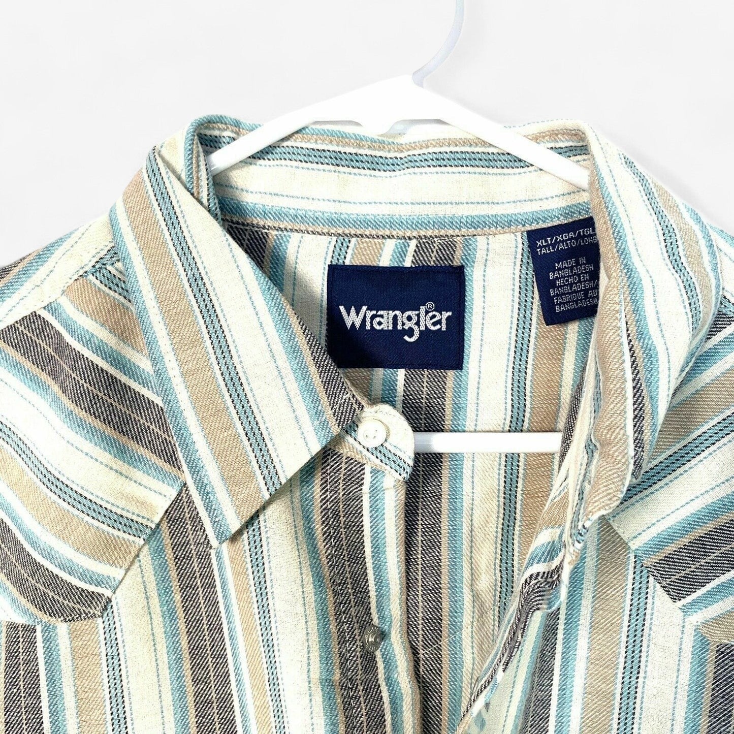 Wrangler Men's White Striped Western Flannel Snap-Up Shirt - Size XLT