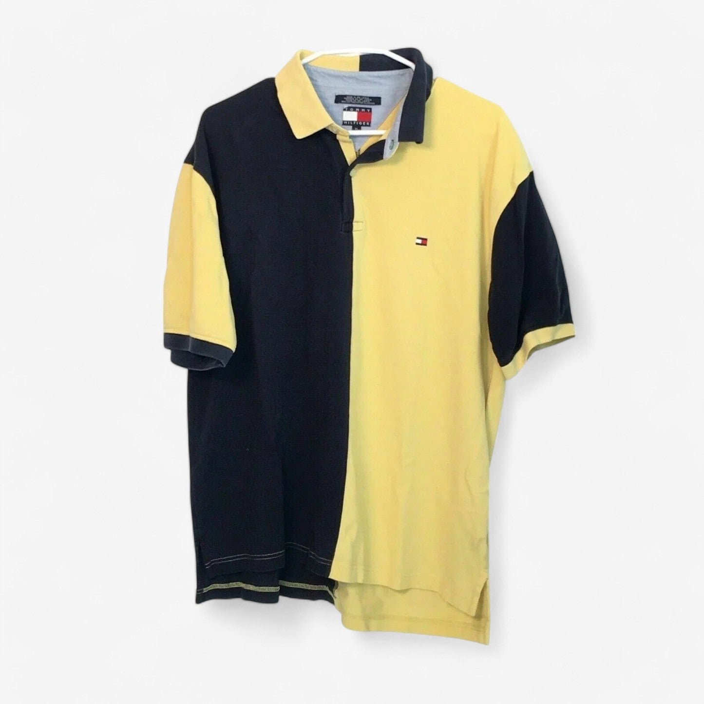 Tommy Hilfiger Men's Colorblock Golf Polo Shirt - Yellow & Blue - Size XL