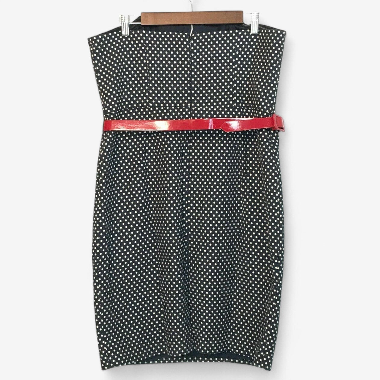 Suzi Chin for Maggy Boutique Women's Navy & White Polka Dot Strapless Dress - Size 8