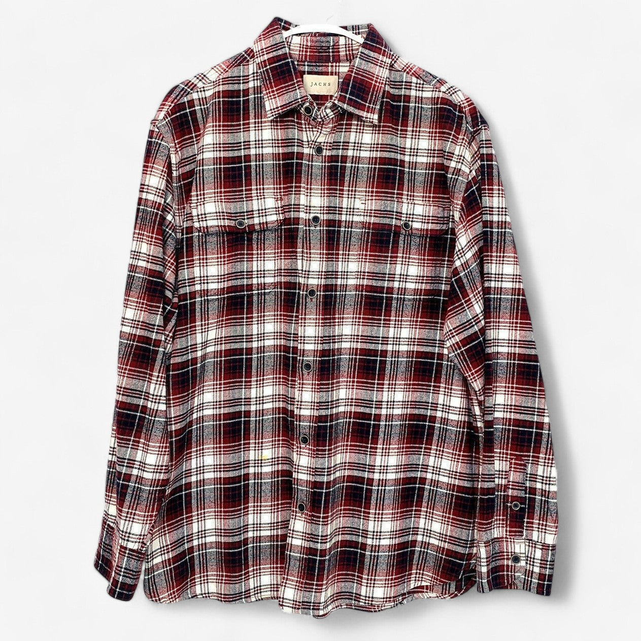 Jachs Men's Red & Black Plaid Heavyweight Flannel Shirt - Size XL