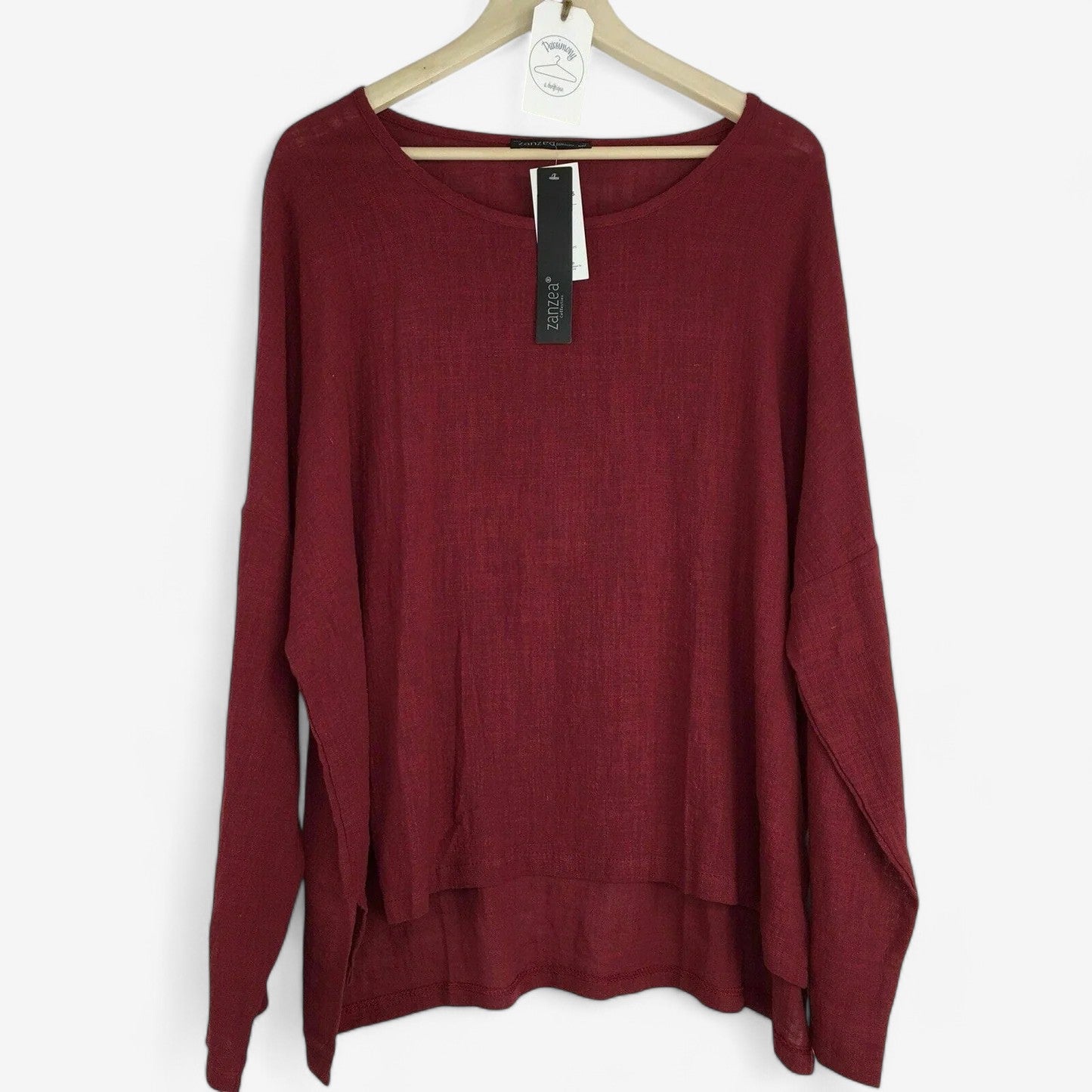 Zanzea Women's Maroon Casual Long Sleeve Lightweight Top - Plus Size 5XL