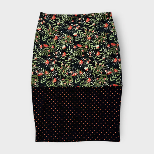 LuLaRoe Cassie Pencil Skirt - Floral Polka Dot Mix - Women's S (4-6) - NWT