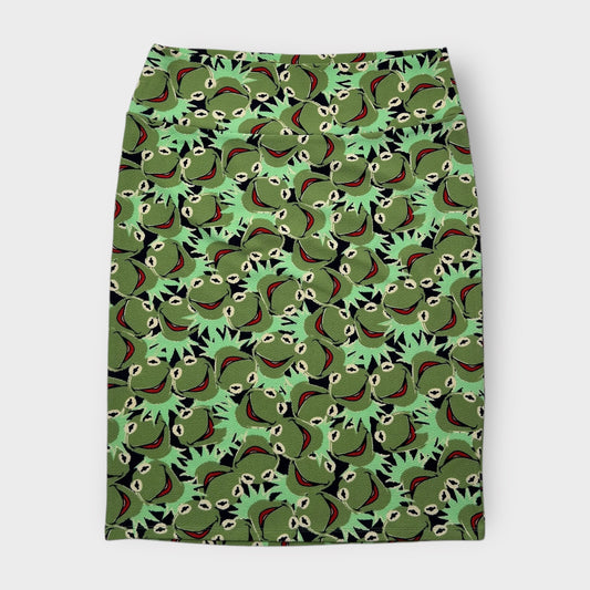 LuLaRoe Cassie Pencil Skirt - Green Kermit the Frog Pattern - Size 2XL (20-22) - NWT