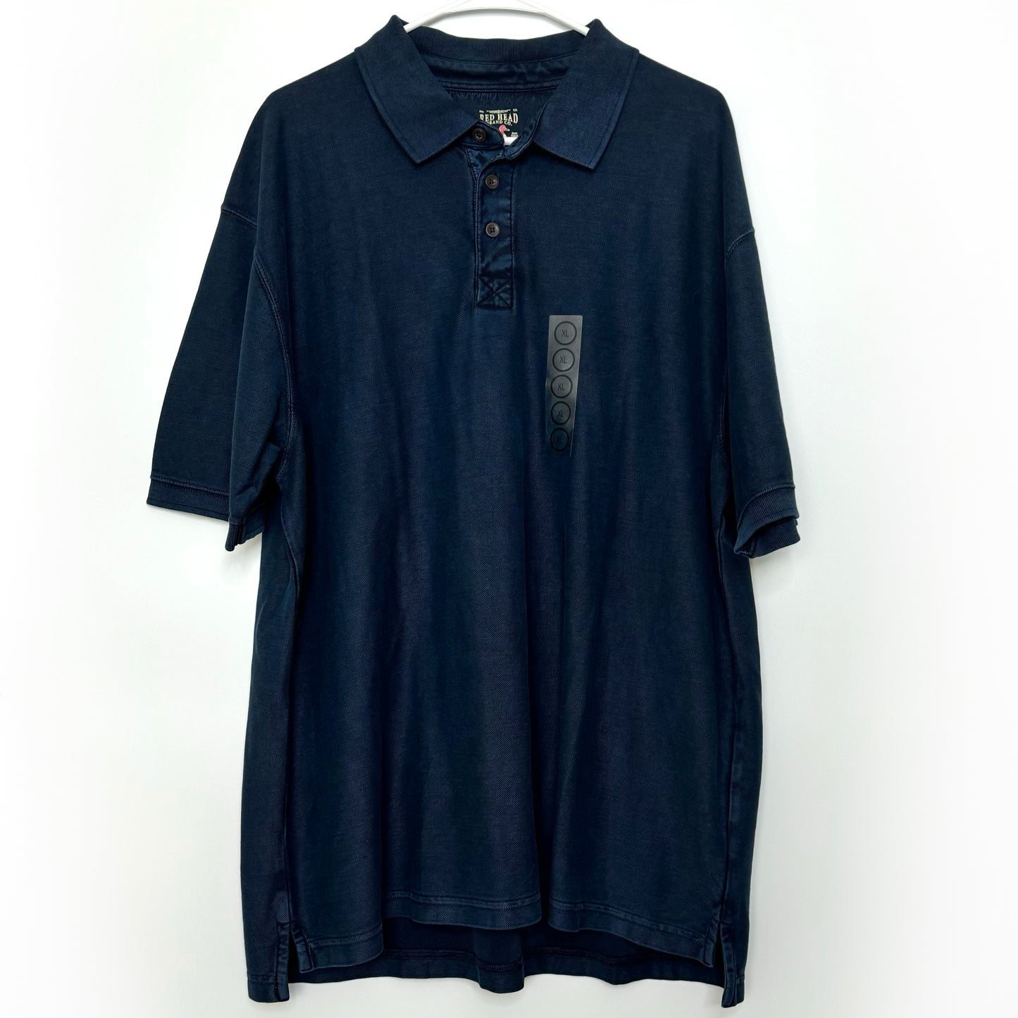 RedHead | Mens 3-Button Classic Polo Shirt | XL | Dark Blue | 100% Cotton | NWT