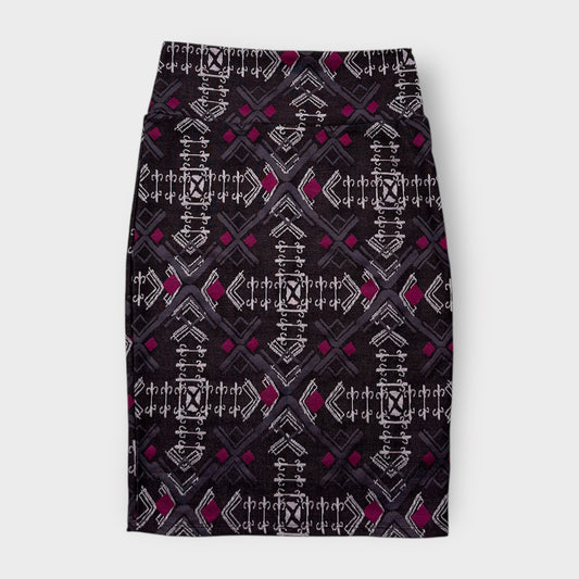 LuLaRoe Cassie Pencil Skirt - Purple Ornate Pattern - Size XS (0-2) - NWT