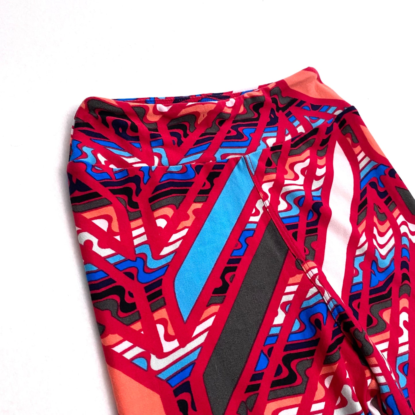 LuLaRoe Juniors Leggings | Tween (00-0) | Red/Multicolor Abstract | Buttery Soft | New