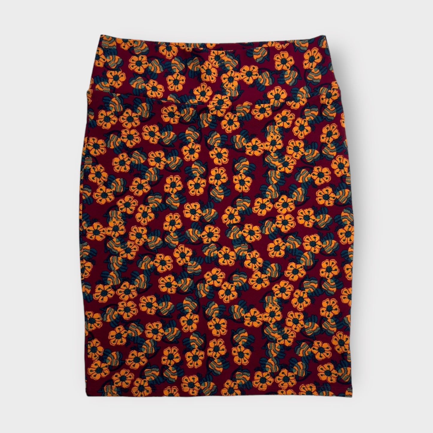 LuLaRoe Cassie Pencil Skirt | XL (18-20) | Red/Yellow Floral | NWT