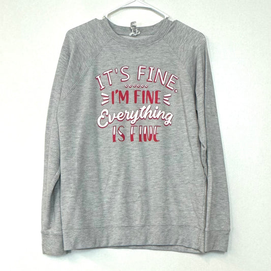 Independent Trading | ‘I’m Fine, It’s Fine’ Novelty Crew Sweatshirt | Color: Gray | Size: M | Pre-Owned