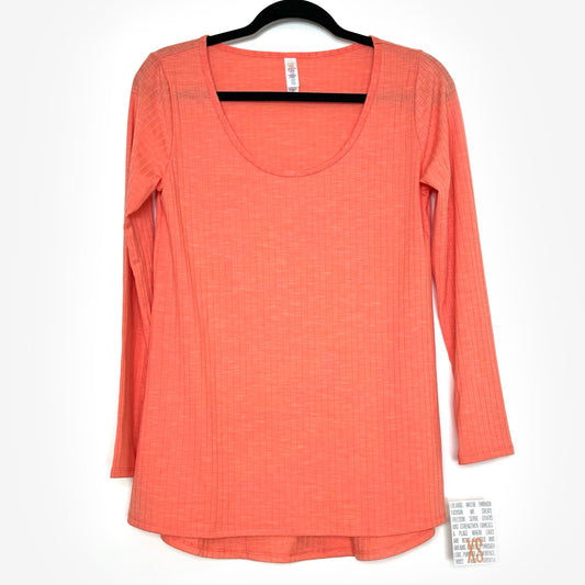 LuLaRoe Vault | Lynnae High-Low L/s Top | Size: XS (2-4) | Coral | Solid/Ribbed | NWT