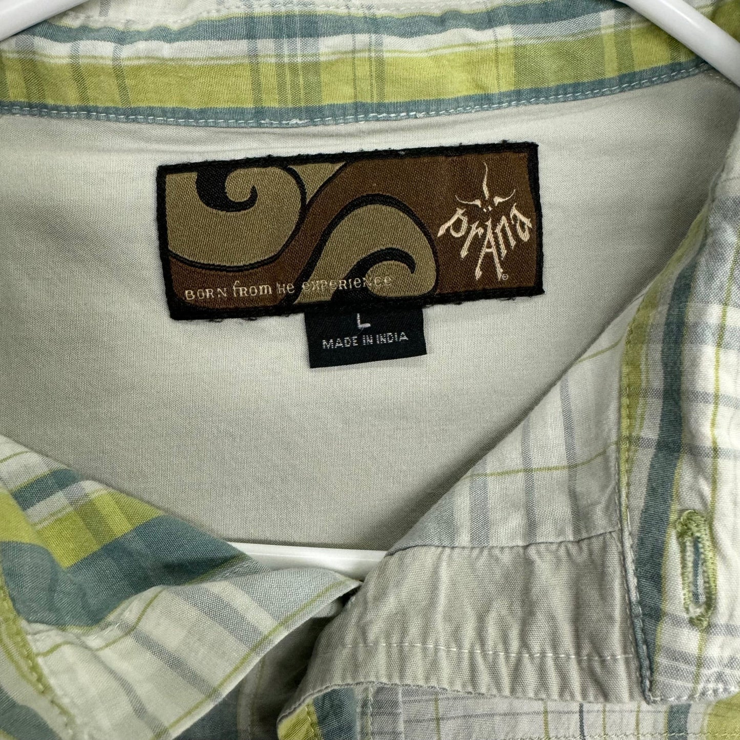 Prana | Mens S/s Plaid Button-Up Casual Shirt | Color: Green/White | Size: L | Pre-Owned