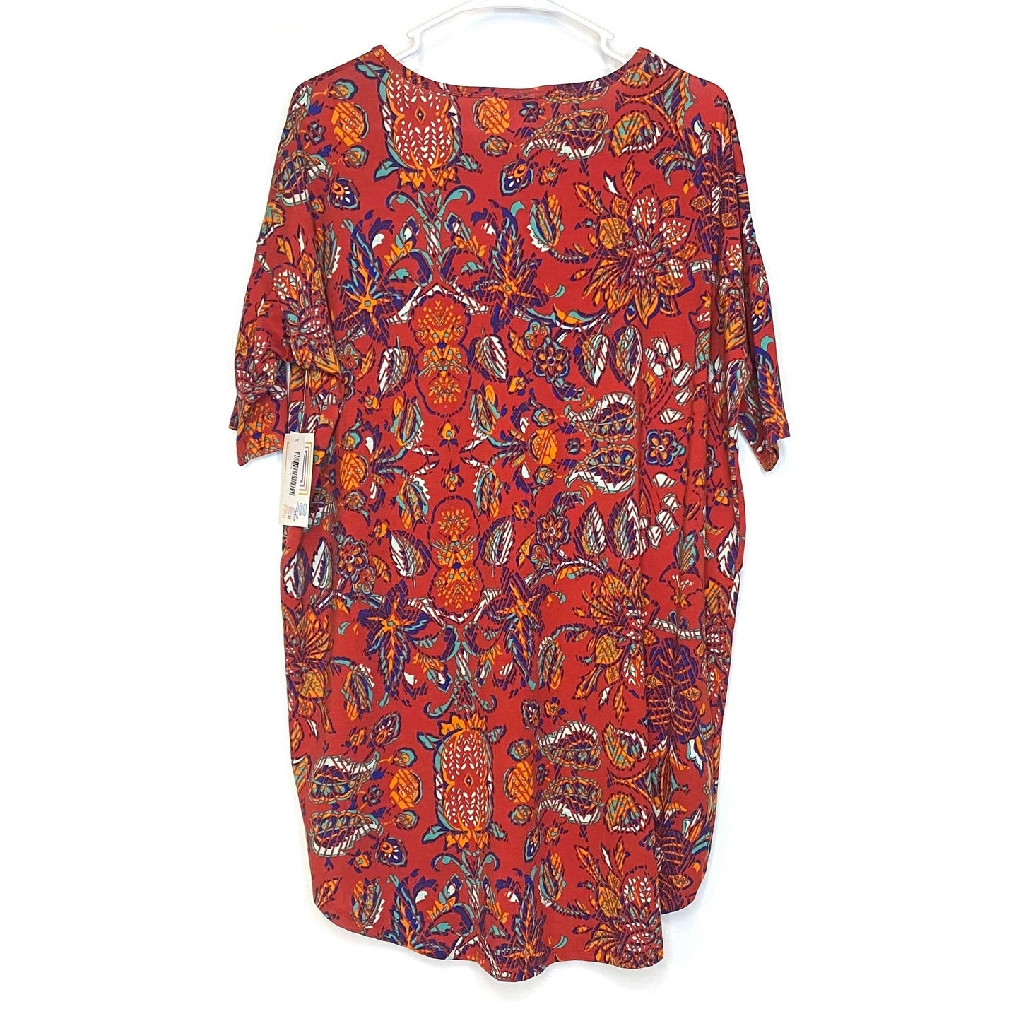 LuLaRoe Womens S Irma Orange/Multicolor Floral Pattern S/s Tunic Top NWT