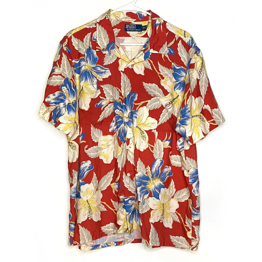 Polo Ralph Lauren Mens XL Red Hawaiian S/s Button-Up Shirt Pre-Owned
