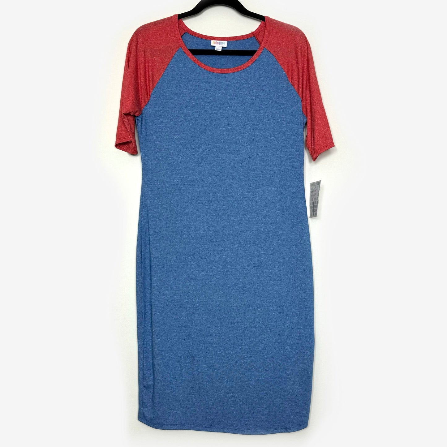 LuLaRoe Julia Bodycon Dress | L (12-14) | Blue/Red | Colorblock | NWT