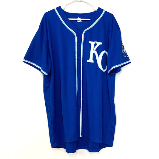 Novelty Kansas City Royals Mens Size XL Blue Baseball Jersey Button-Up S/s