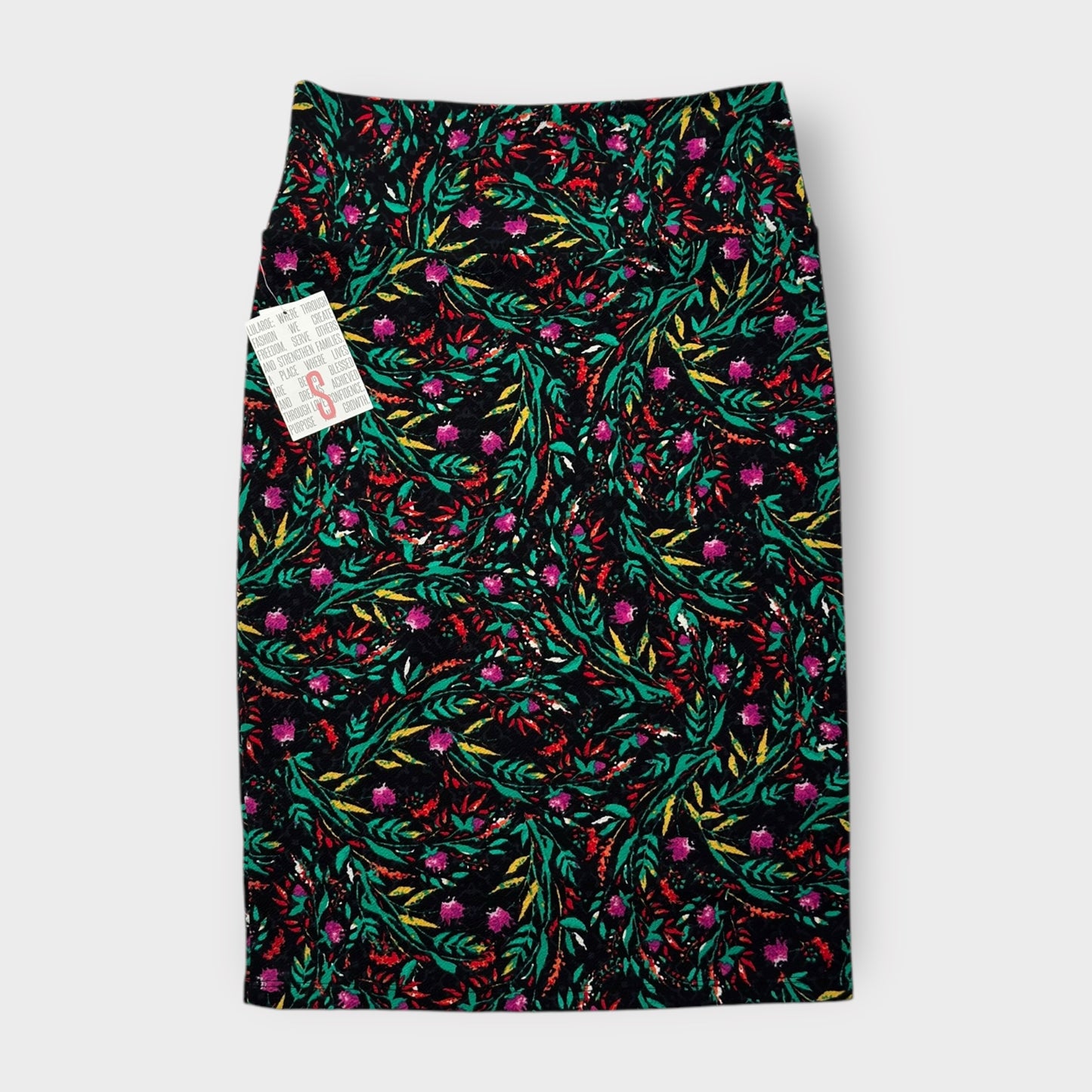 LuLaRoe Cassie Pencil Skirt - Black Multicolor Busy Floral - Women's S (4-6) - NWT