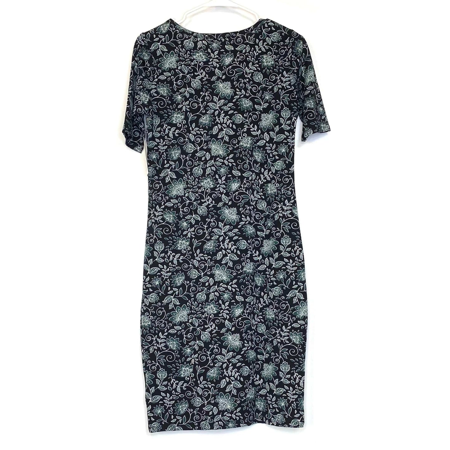 LuLaRoe Julia Bodycon Dress | S (4-6) | Green/Black/White | Floral | NWT