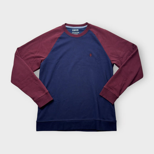 IZOD Mens Blue Red Colorblock Sweatshirt M Raglan