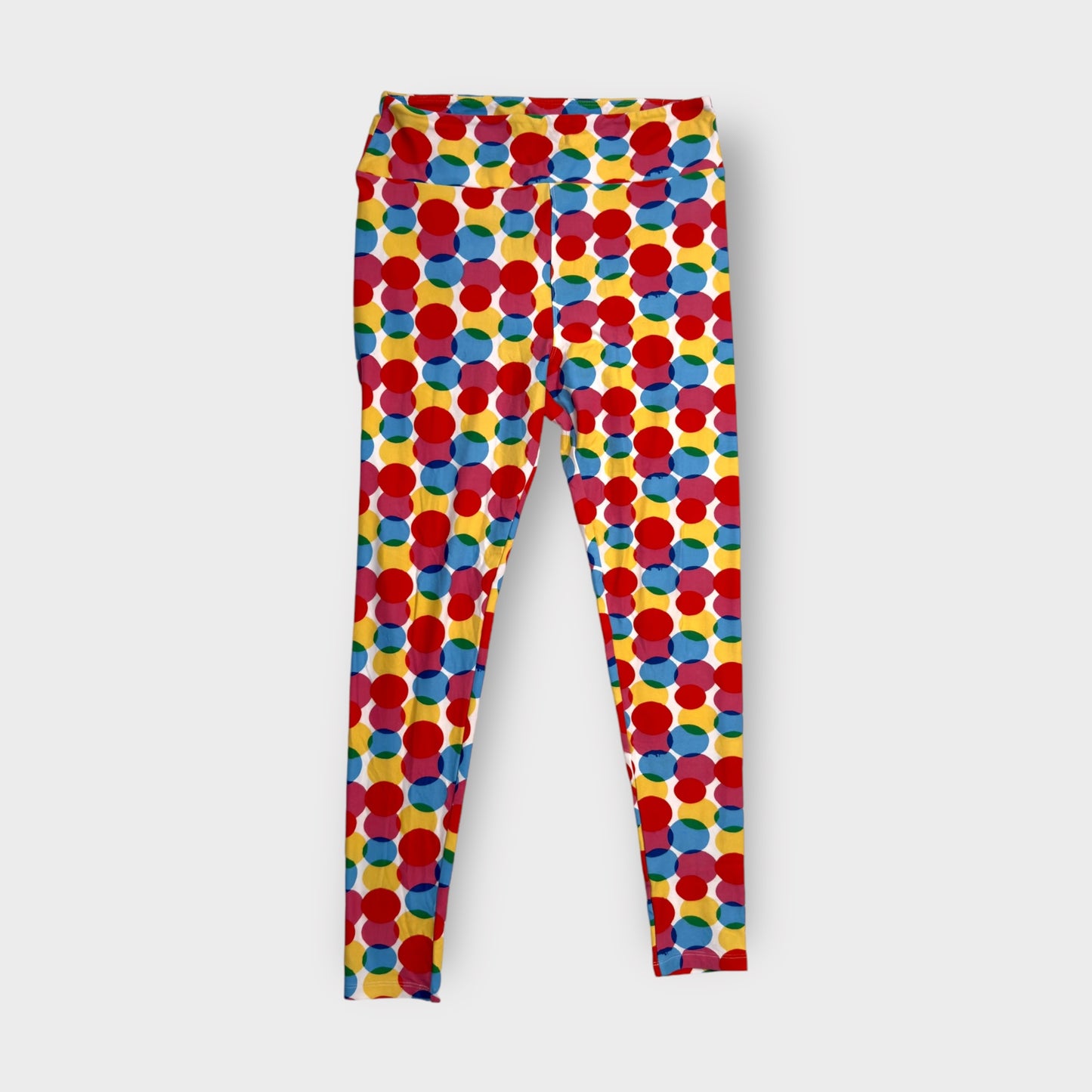 LuLaRoe Leggings | TC (12-18) | Yellow/Red/Blue Multicolor Circle Print | New