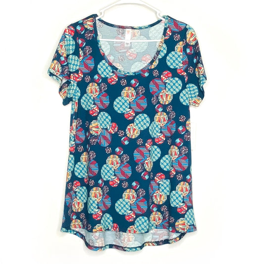 LuLaRoe Womens M Blue/Multicolor Abstract Balls Classic T S/s Top NWT