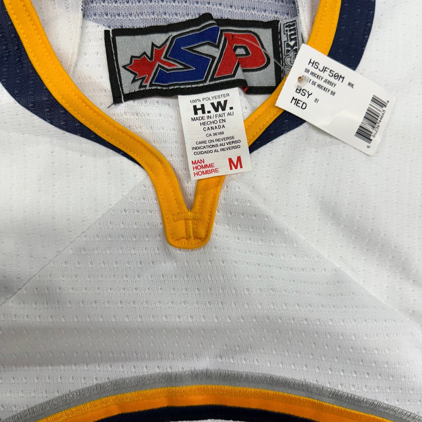 Players Bench | SP flo-Knit Hockey Jersey | Color: White/Blue/Gold | Size: M | NEW