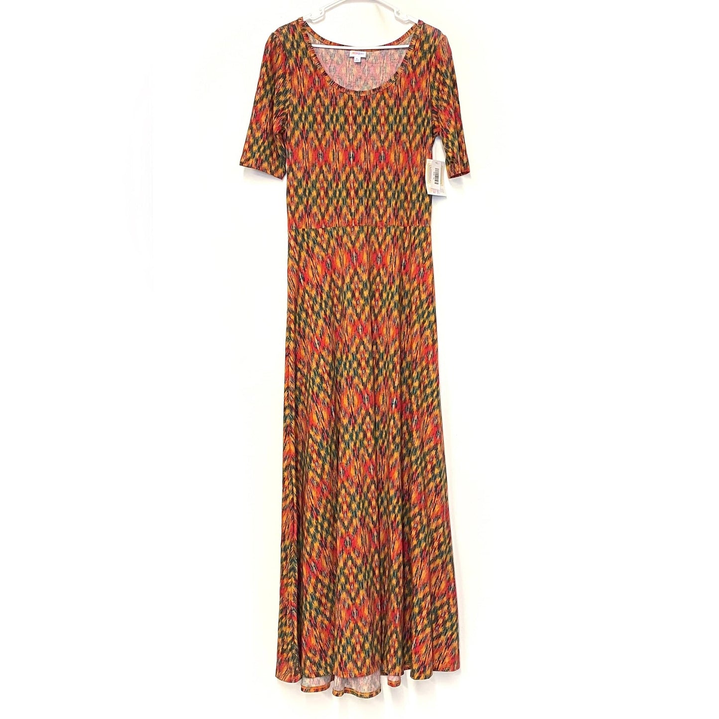 LuLaRoe Womens S Red/Green/Orange Abstract Ana Maxi Dress S/s NWT