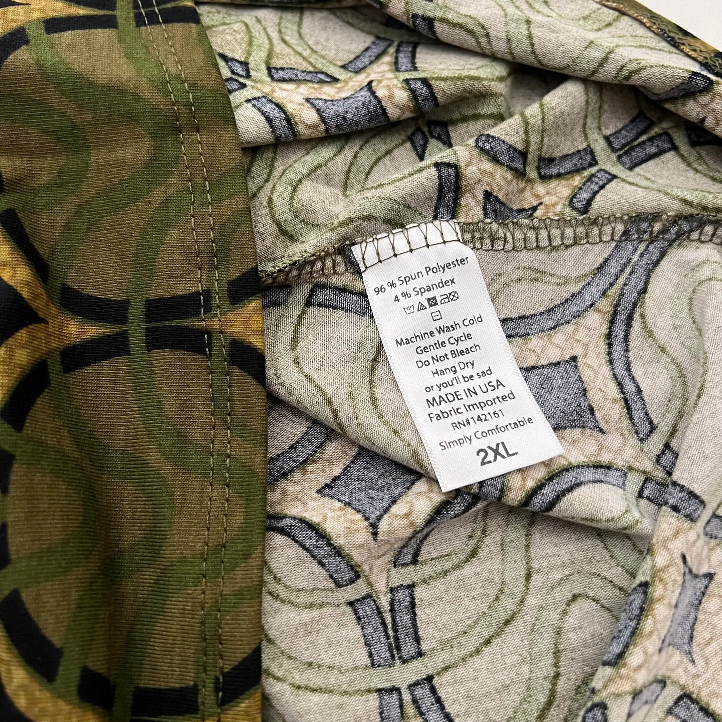 LuLaRoe Azure Skirt | 2XL (18-20) | Green/Gold Geometric | A-Line | NWT