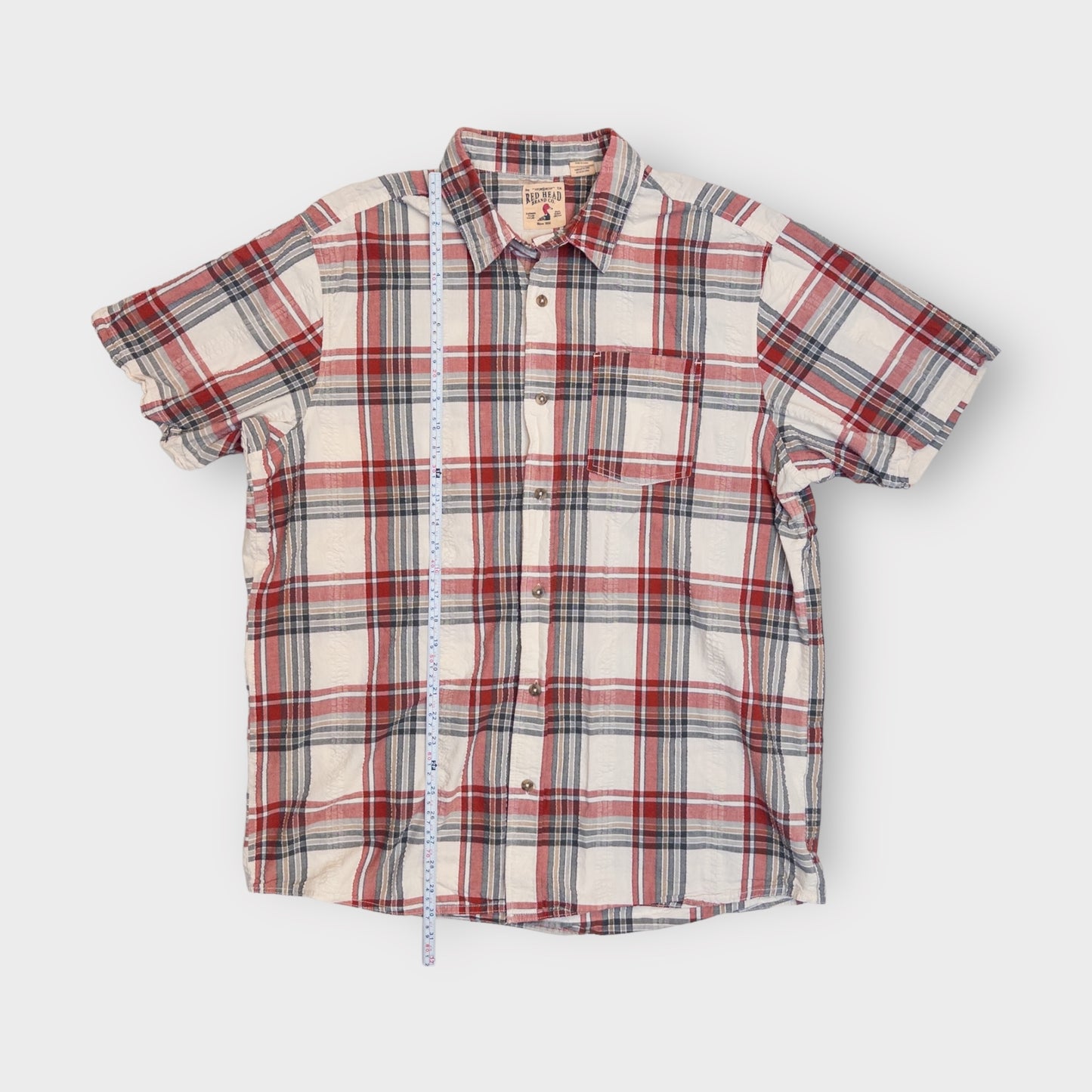 Red Head Casual S/s Button-Up Shirt | XL | Red/Gray Plaid | GUC