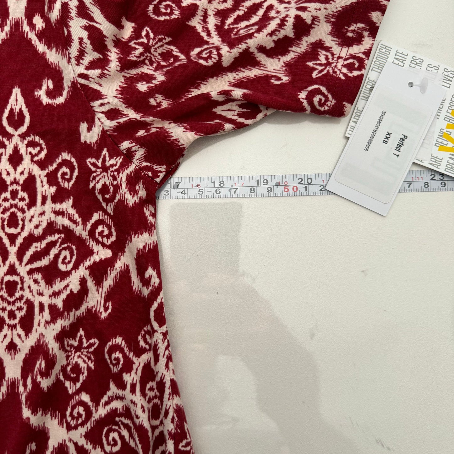 LuLaRoe Vault | Perfect T Swing Top | Size: XXS (0-6) | Color: Red/White | Damask | NWT