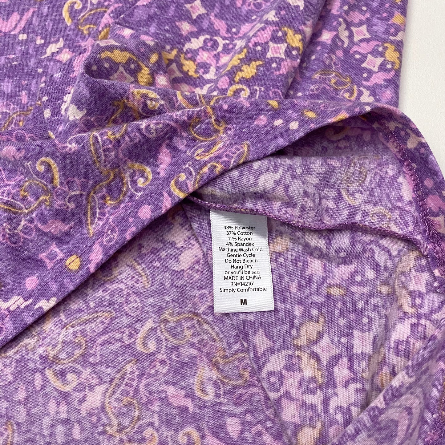 LuLaRoe Irma S/s Tunic | M (10-12) | Purple Botanical Print | NWT