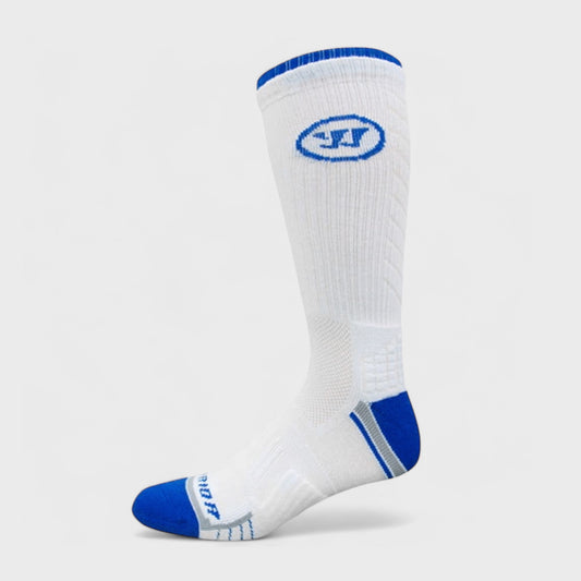 Warrior Lacrosse Fast Break Crew Socks | 1-Pair Large (9-12.5) | Blue/White Stripe | New