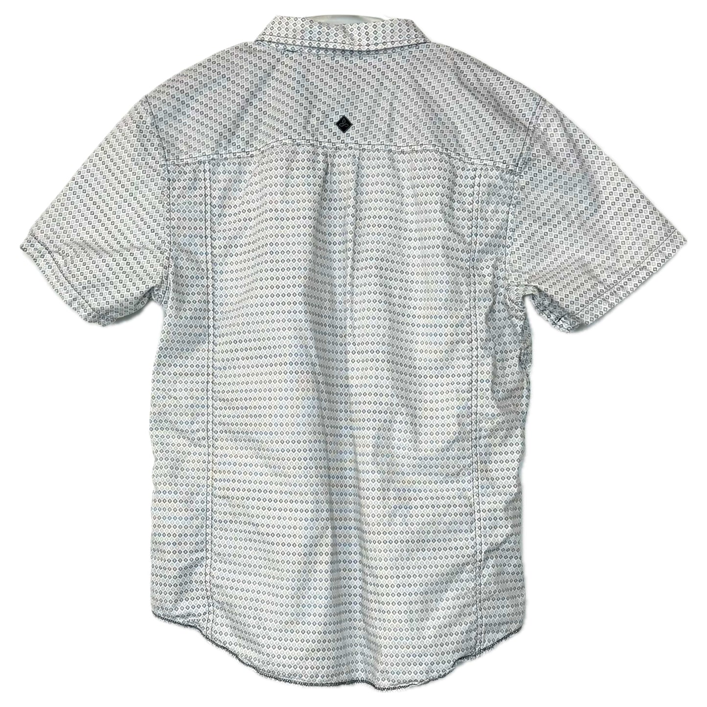 Prana | Mens Slim Fit S/s Geometric Casual Shirt | Color: White/Blue | Size: X-LRG | Pre-Owned