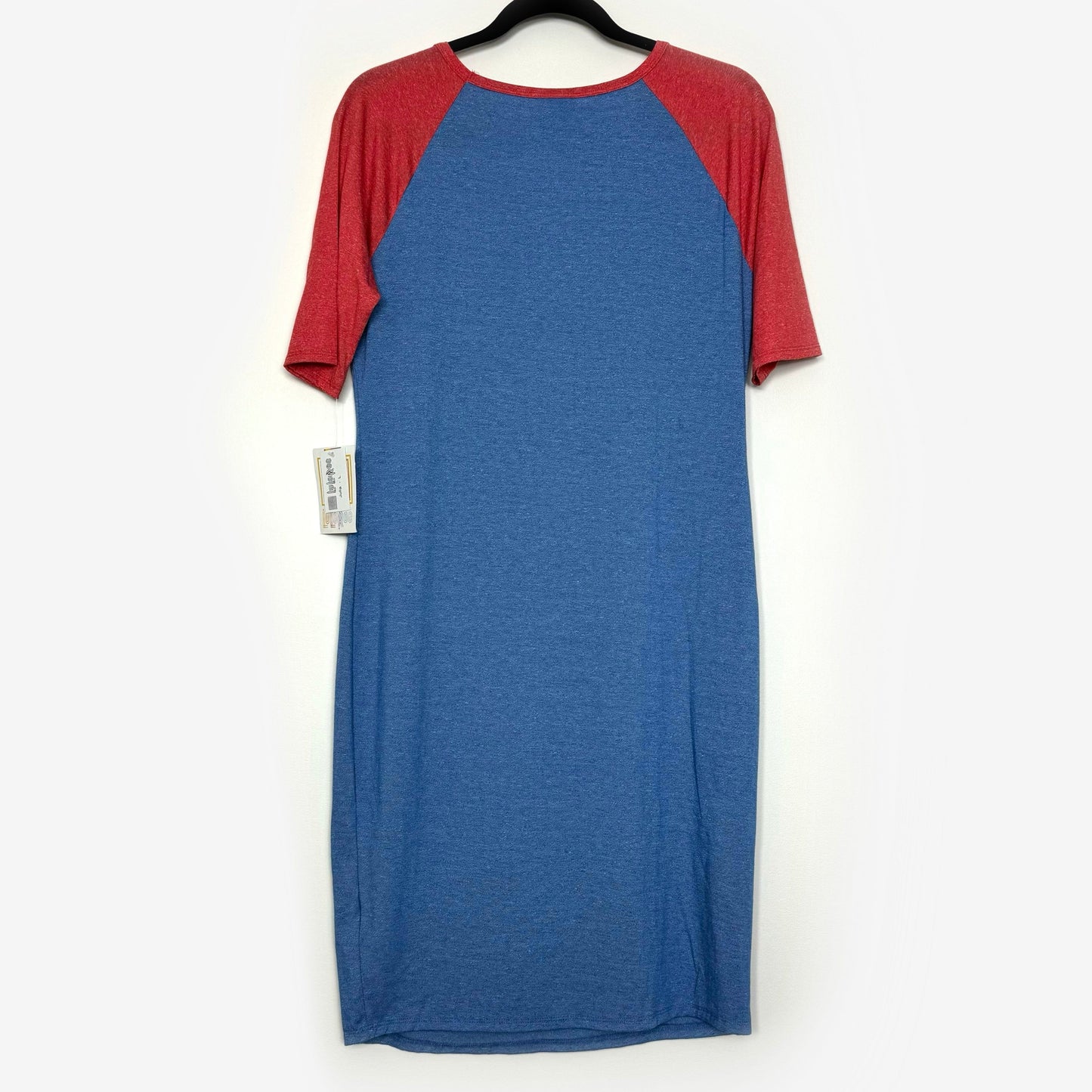 LuLaRoe Julia Bodycon Dress | L (12-14) | Blue/Red | Colorblock | NWT