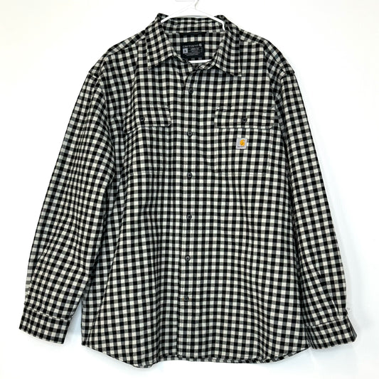 Carhartt | Mens Loose Fit Plaid Flannel Shirt| | Color: Black/White | Size: XL | Pre-Owned