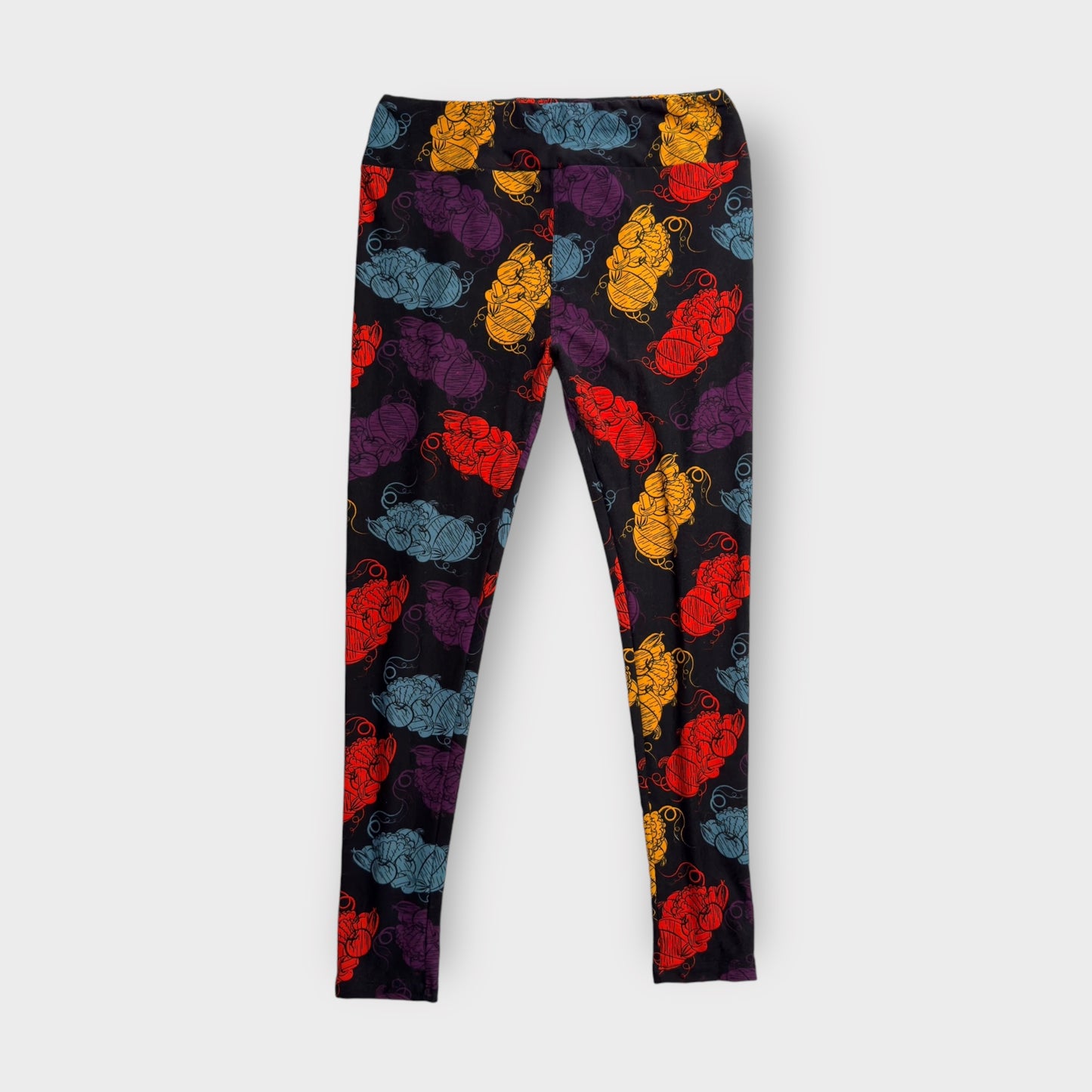 LuLaRoe Leggings | TC (12-18) | Black/Multicolor Pumpkin Patch | New