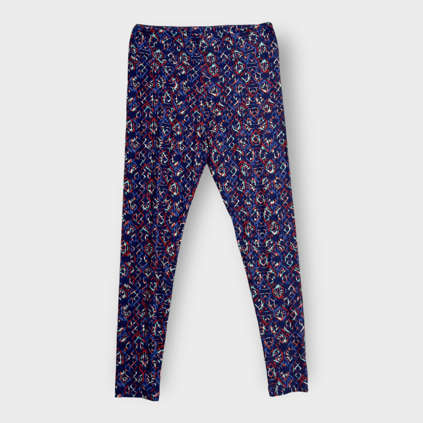 LuLaRoe Leggings | TC (12-18) | Navy/Red/Teal Geometric Print | New