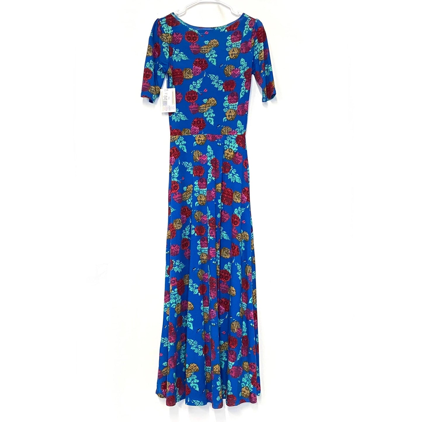 LuLaRoe Womens S Green/Red/Blue Ana Floral Maxi Dress S/s NWT