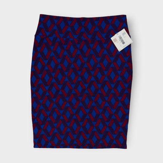 LuLaRoe Cassie Pencil Skirt | XL (18-20) | Blue/Red Geometric | NWT