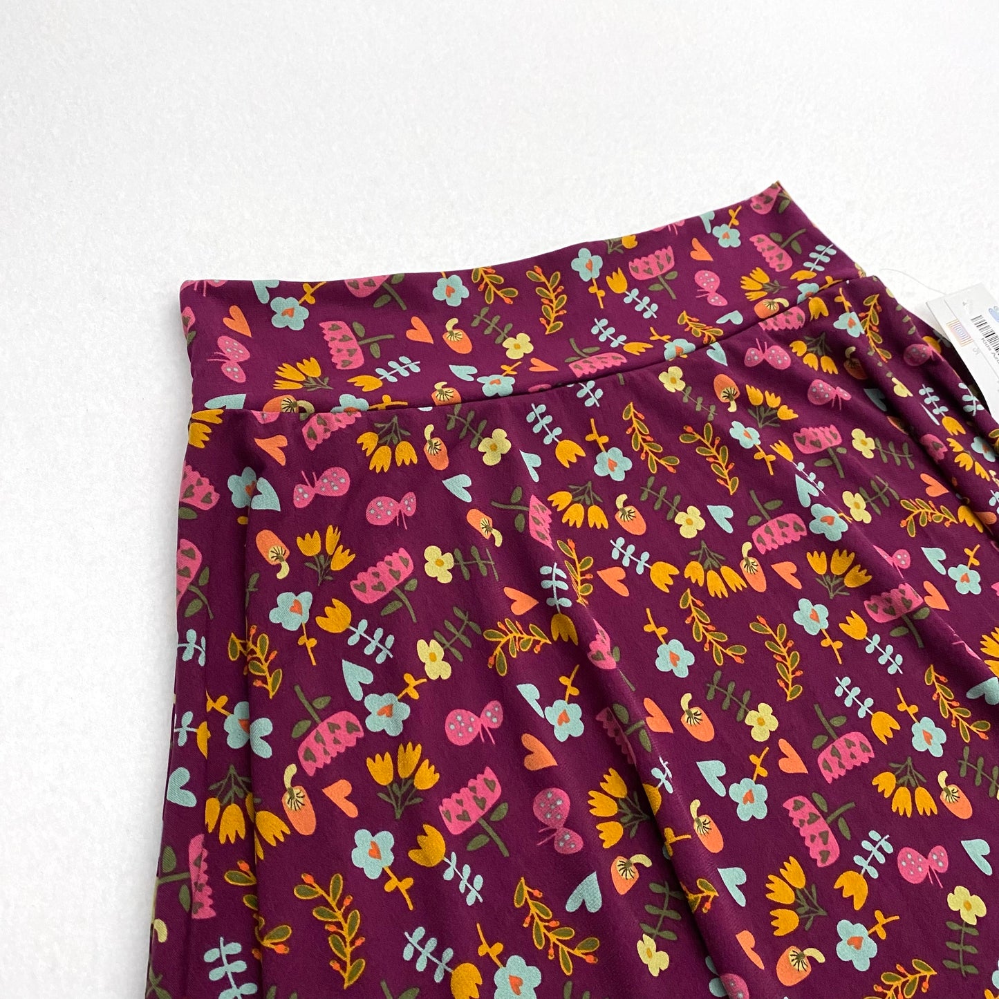 LuLaRoe Kids Azure A-Line Skirt  | 14 (14-16) | Purple/Multicolor Retro Floral | NWT