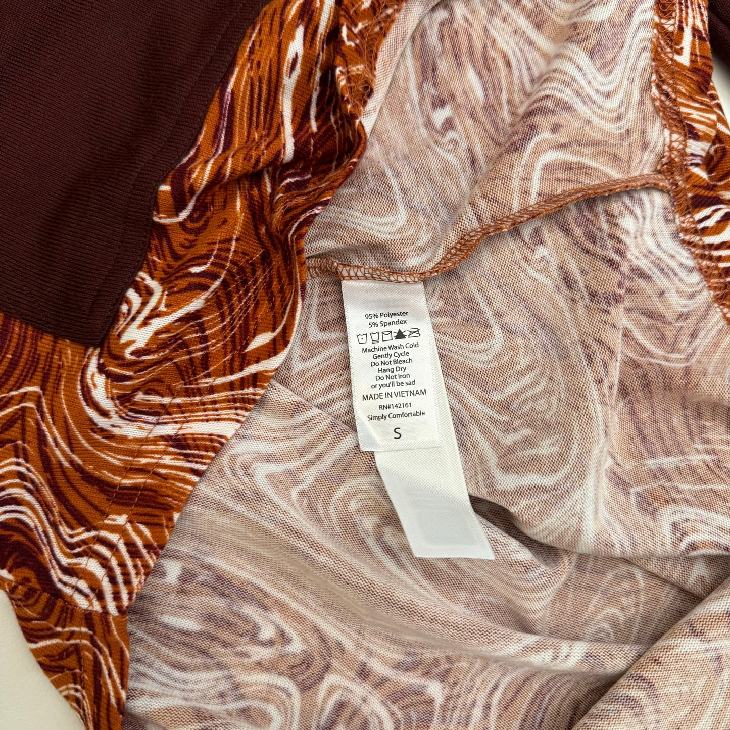 LuLaRoe Vault | AMBER Lightweight Hoodie | Size: S (6-8) | Brown/Orange | Swirl/Solid | NWT