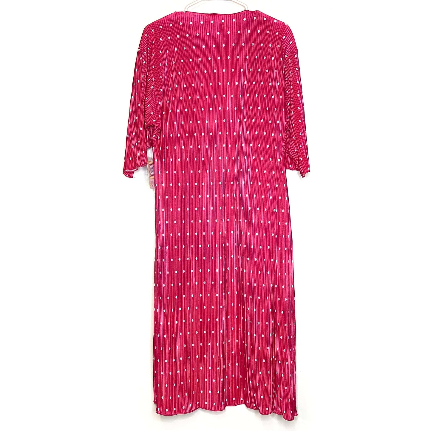 LuLaRoe Womens Size S Hot Pink/White Accordion Polka Dots Kimono Cover Up L/s NWT