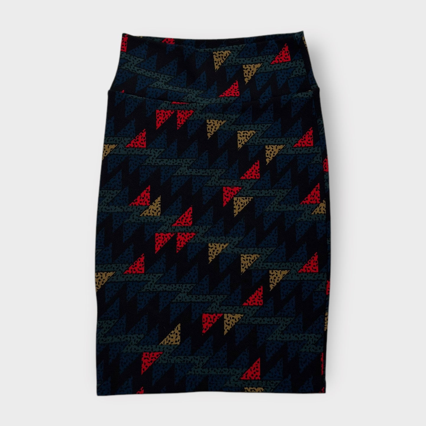 LuLaRoe Cassie Pencil Skirt - Multicolor Geometric Triangles - Size XS (2-4) - NWT