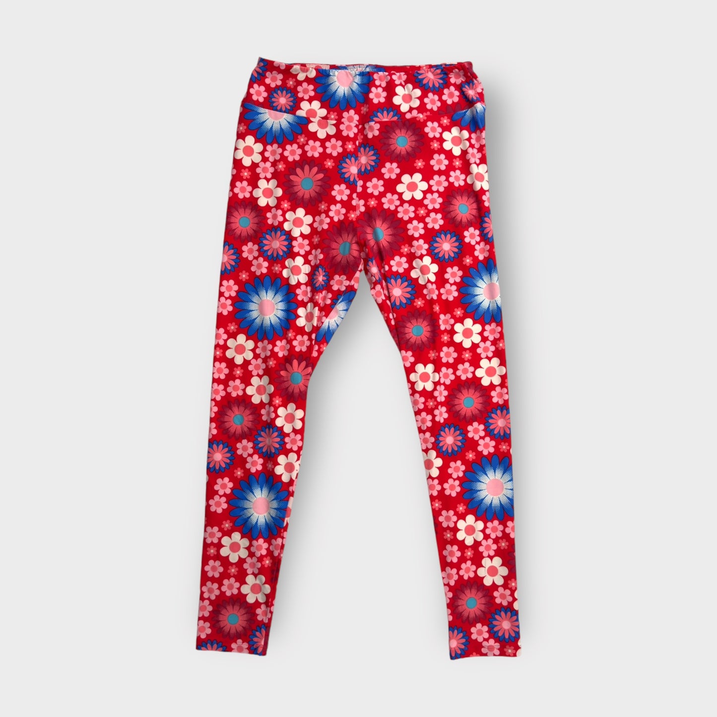 LuLaRoe Leggings | TC (12-18) | Red/Multicolor Retro Floral | Buttery Soft | New