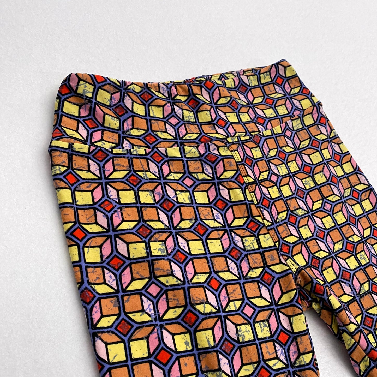 LuLaRoe Leggings | OS (2-10) | Multicolor Retro Cubes Geometric | Buttery Soft | New