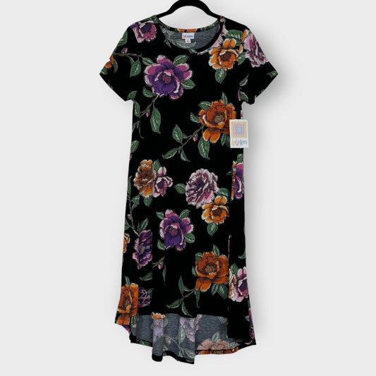 LuLaRoe | CARLY S/s Swing Dress | Size: XS | Black/Multicolor | Floral | NWT