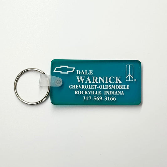 Rockville, IN ‘Dale Warnick Chevrolet/Oldsmobile’ Keychain Key Ring Blue Rubber