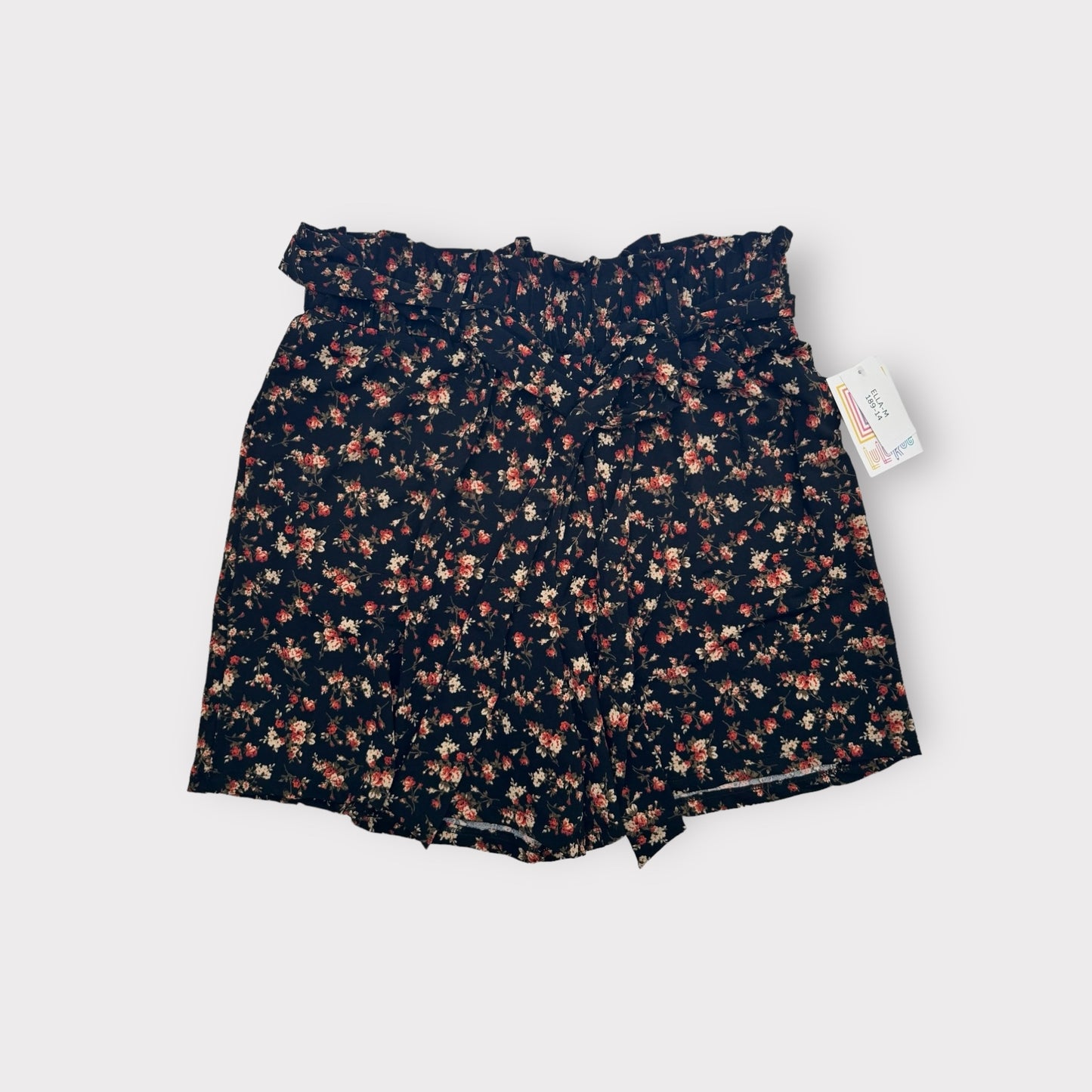 LuLaRoe Ella Paper Bag Shorts | M (10-12) | Dark Ditsy Floral | NWT