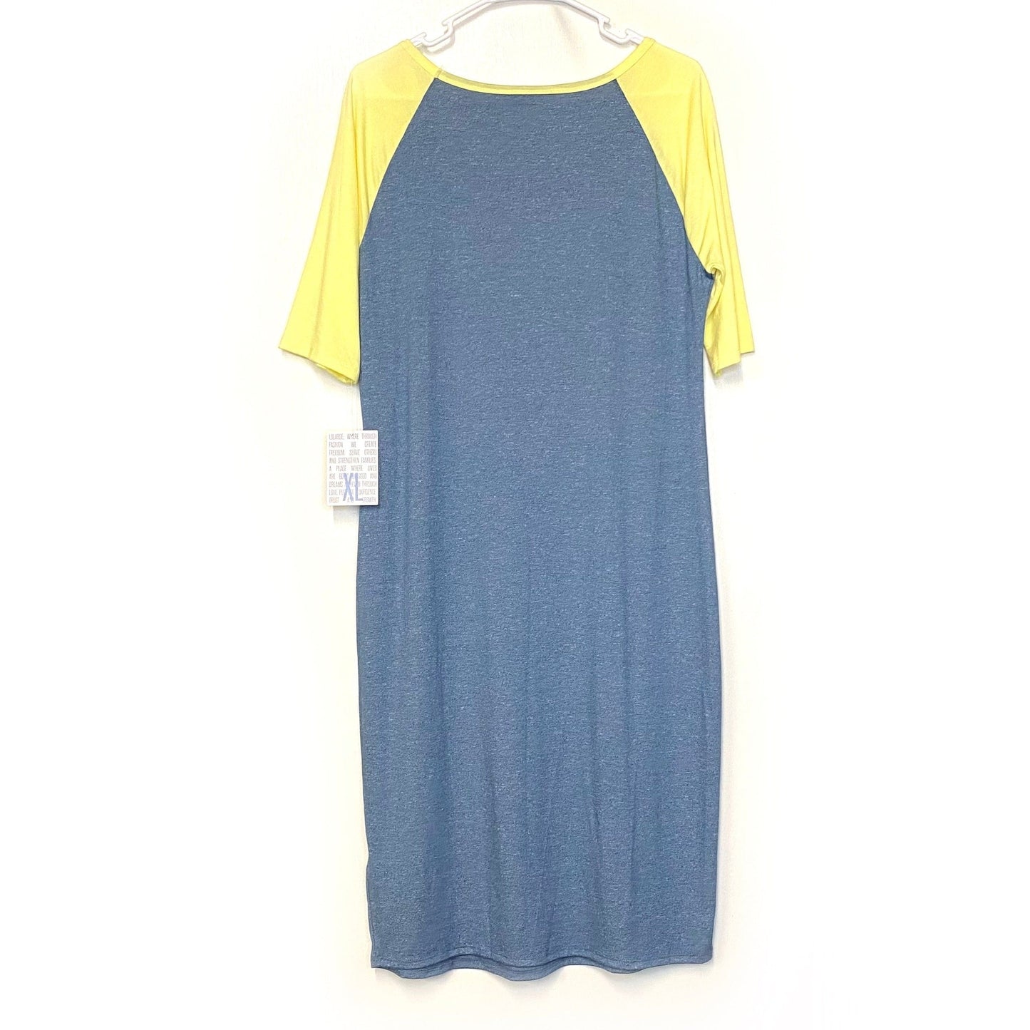 LuLaRoe Julia Bodycon Dress | XL (16-18) | Yellow/Blue | Colorblock | NWT