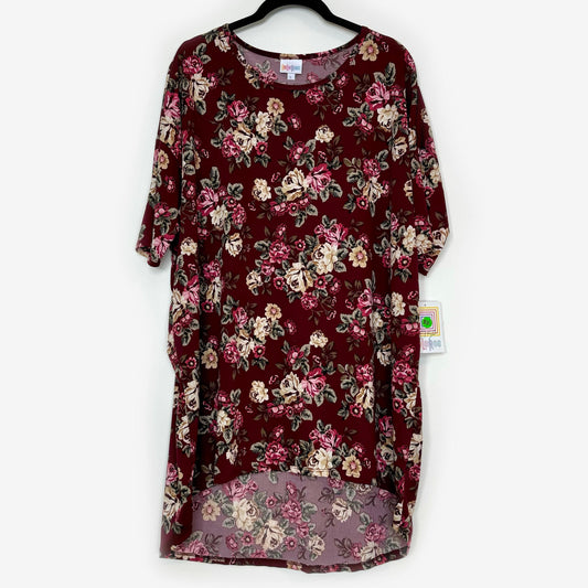 LuLaRoe Vault | Irma High-Low Tunic | Size: L (14-16) | Color: Red/Green | Floral Pattern | NWT